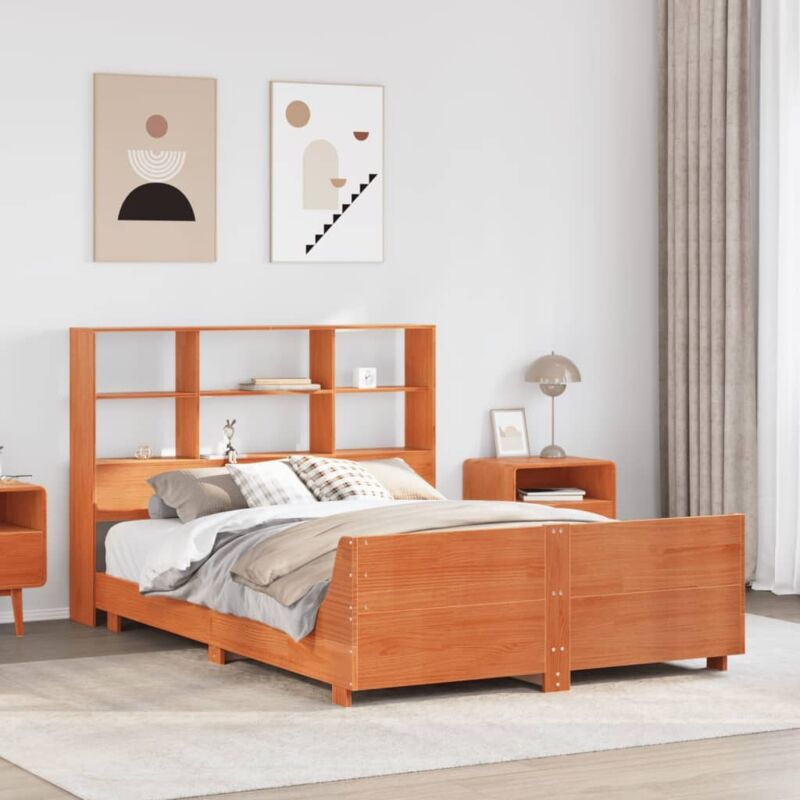 Bed Frame without Mattress Wax Brown 160x200 cm Solid Wood Pine Vidaxl