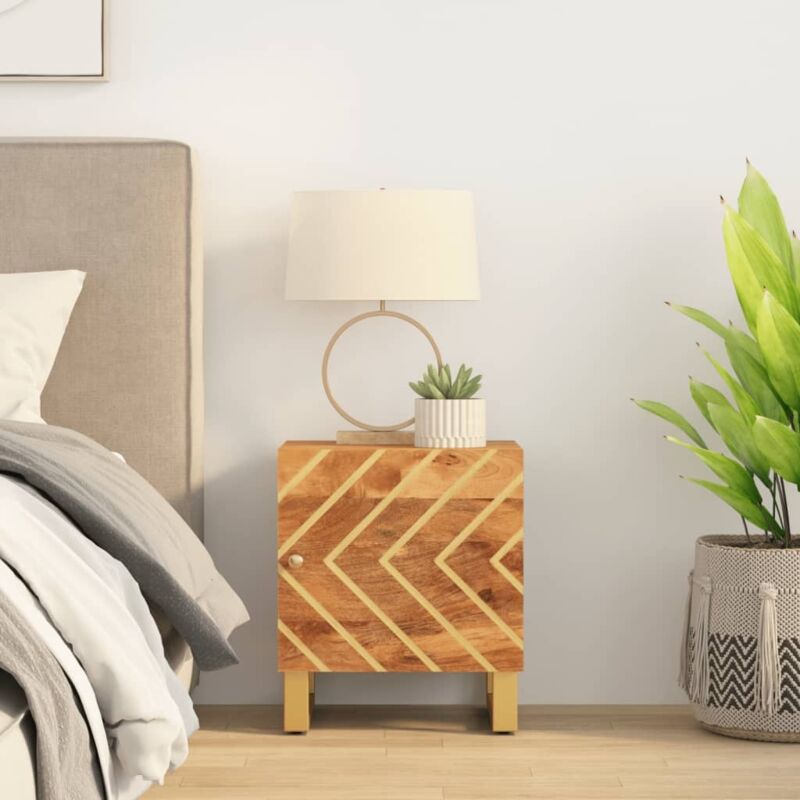 Bedside Cabinet Brown and Black Solid Wood Mango Vidaxl