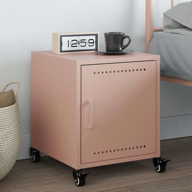 Bedside Cabinet Pink 36x38.5x43.5 cm Steel Vidaxl