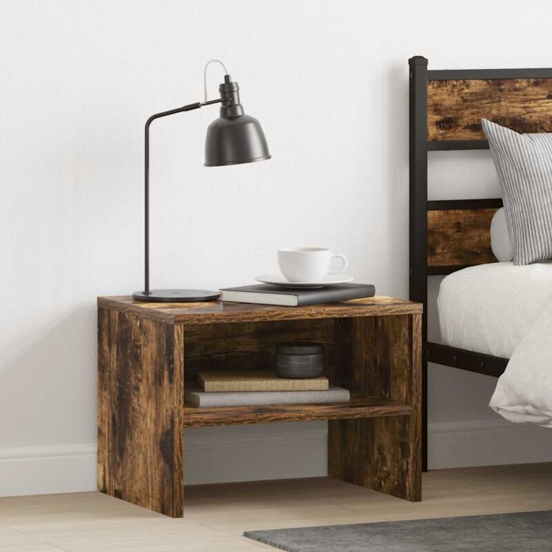 Bedside Cabinet Smoked Oak 40x30x30 cm Engineered Wood Vidaxl