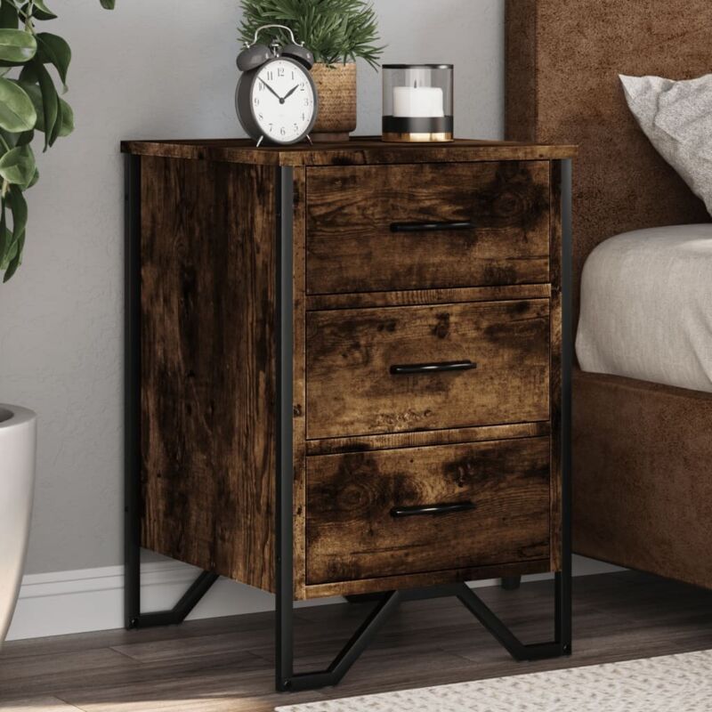 Bedside Cabinet Smoked Oak 40x41x60 cm Engineered Wood Vidaxl