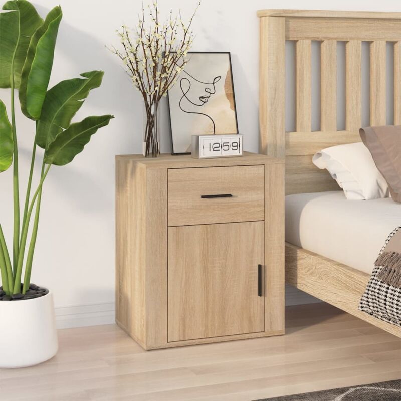 Bedside Cabinet Sonoma Oak 50x36x60 cm Engineered Wood Vidaxl