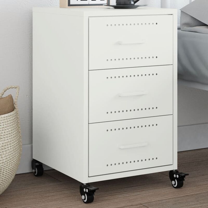 Bedside Cabinet White 36x39x59 cm Steel Vidaxl