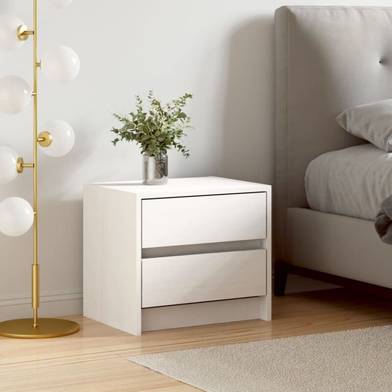 Bedside Cabinet White 40x31x35.5 cm Solid Wood Pine Vidaxl