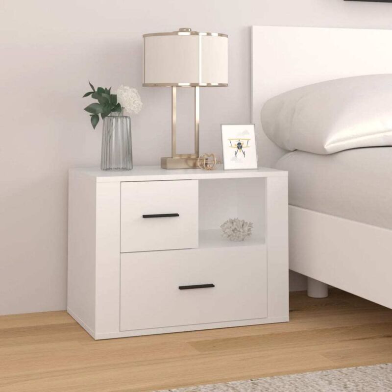 Bedside Cabinet White 60x36x45 cm Engineered Wood Vidaxl
