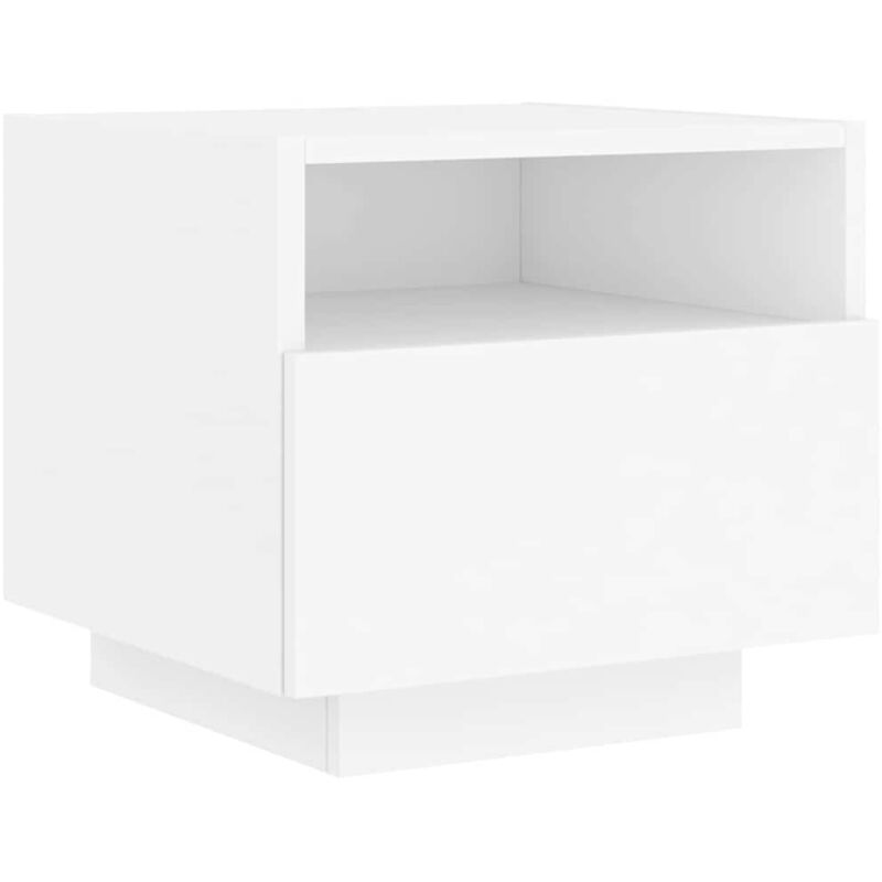 Bedside Cabinet with LED Lights White 40x39x37 cm vidaXL