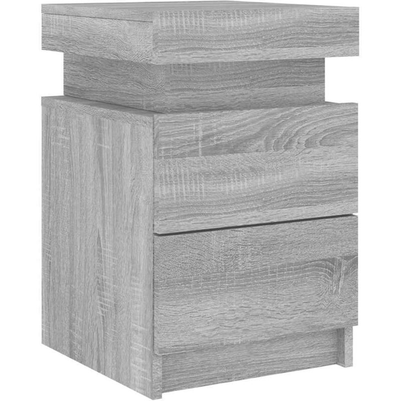 Bedside Cabinet with led Lights Grey Sonoma 35x39x55 cm Vidaxl