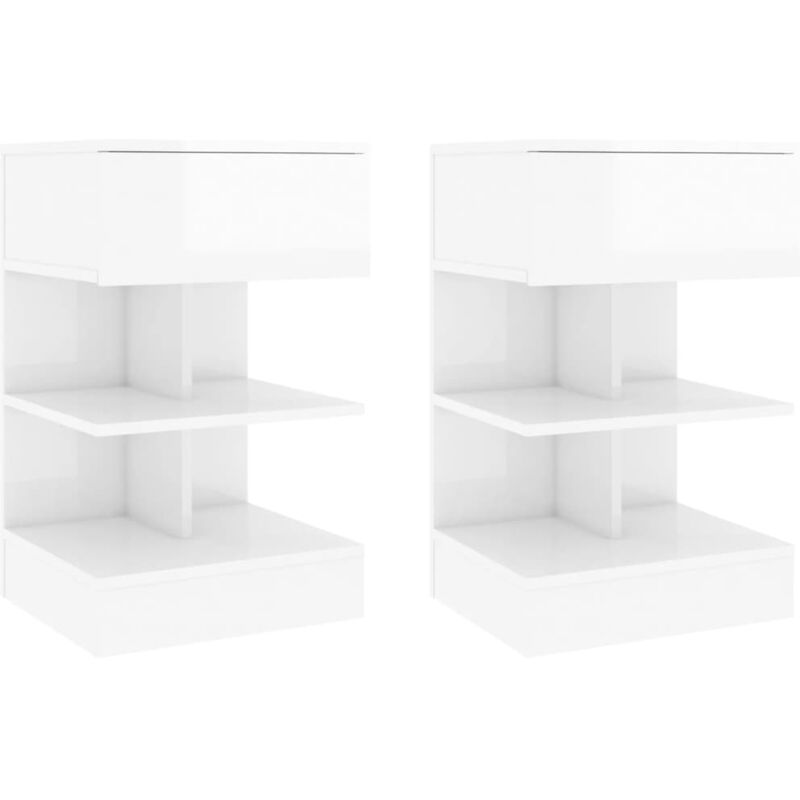 Bedside Cabinets 2 pcs High Gloss White 40x35x65 cm Vidaxl