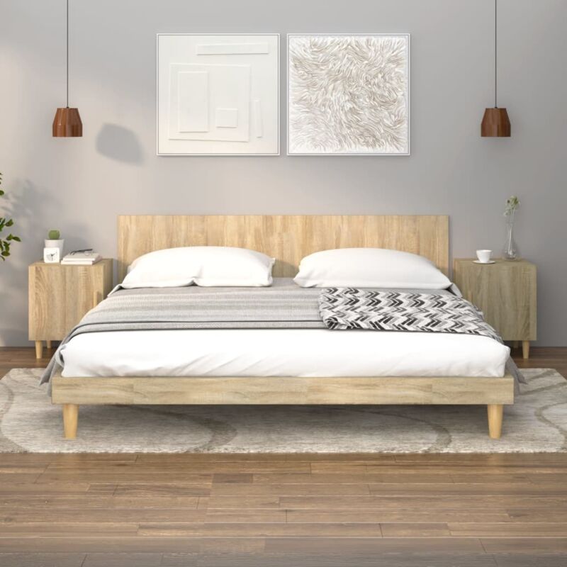Bedside Cabinets 2 pcs Sonoma Oak Engineered Wood Vidaxl