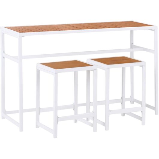 Beliani - 3 Piece Garden Dining Set Indoor Outdoor Table Stools 2 Seater Steel Polywood White Avetrana