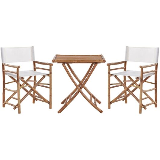 Beliani - Bamboo Bistro Set 2 Folding Directors Chairs and Side Table Molise