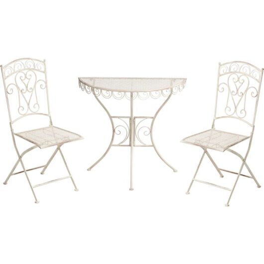 Beliani - Outdoor Garden Bistro Set Metal Vintage Style Iron Frame Light Beige Juina