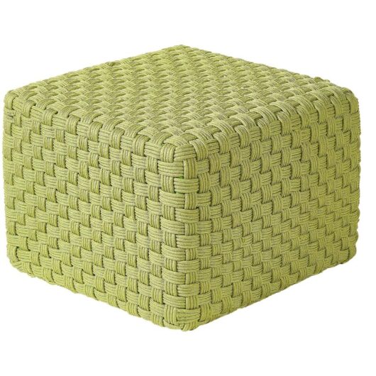 Beliani - Outdoor Hand Woven Pouffe Ottoman Synthetic Material Garden Accessories 50 x 50 cm Green Nalli