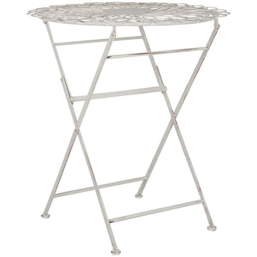 Beliani - Outdoor Patio Bistro Table White Distressed Effect Metal Stiffe