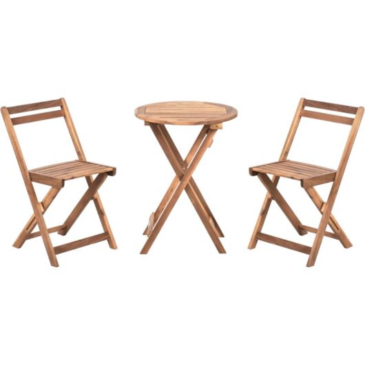 Beliani - Outdoor Patio Garden Furniture Bistro Set Acacia Wood Folding Brown Sacile