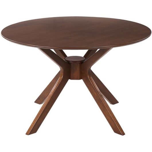 Beliani - Retro Design Round Dining Table ø120 cm Dining Room Living Room Dark Mahogany Tymis