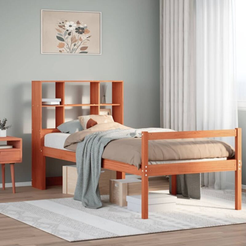 Bookcase Bed without Mattress Wax Brown 75x190 cm Small Single Solid Wood vidaXL