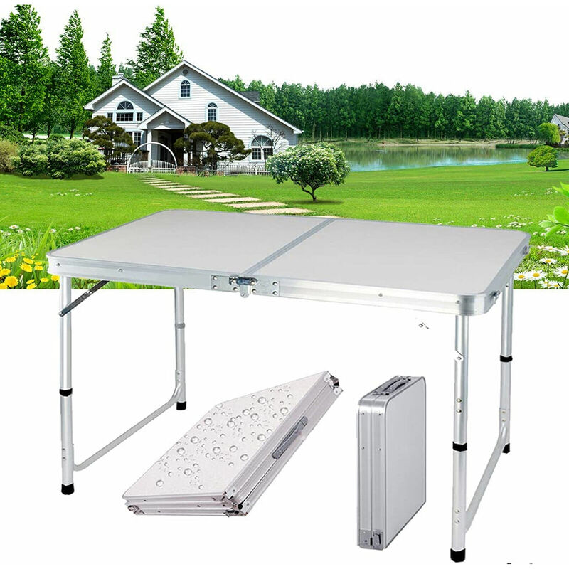 Briefness - Folding Table 4ft Adjustable Height Camping Picnic Dining bbq Tables Cooking