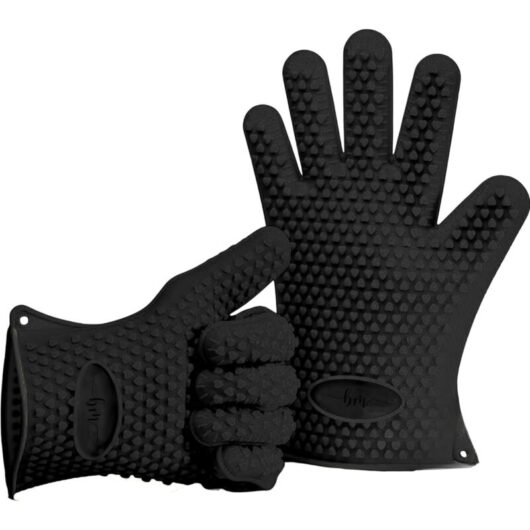 CCYKXA Silicone Cooking Gloves for Kitchens and Barbecues, Set, Pair, Oven Mitts, Black