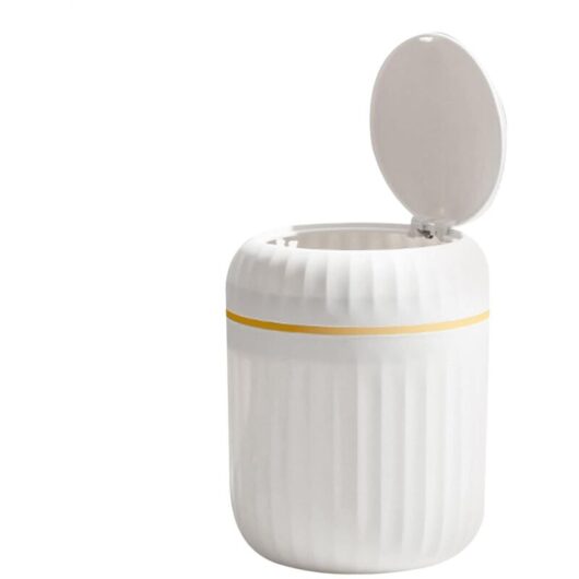 CCYKXA Small Tabletop Trash Can, 16x13cm, Desk Wastebasket with Reusable Plastic Lid, for Kitchen, Dressing Tables, Bathrooms