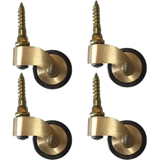 Ccykxa - Solid Brass Furniture Casters, Antique Style Rubber Swivel Wheels, Wheel Diameter 25mm, Load Capacity 150kg, with Threaded Stem, Suitable