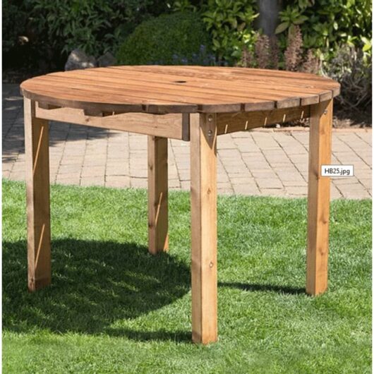 Charles Taylor - Wooden Small Round Garden Dining Table 4 Seater