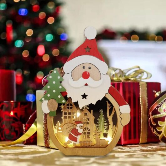 Christmas Decorations Santa Claus led Christmas Centerpieces Table Decoration Led Wooden Lighted Snowman Ornaments for Christmas Tree Party