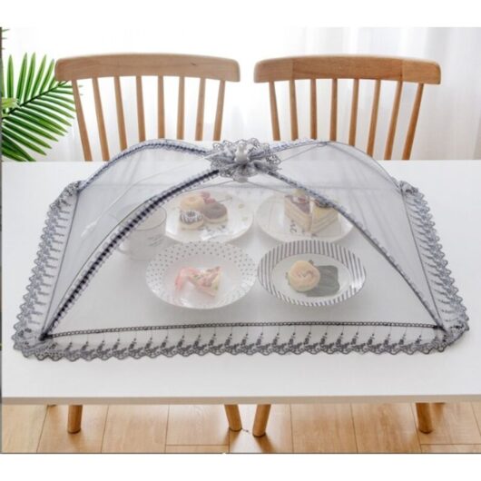 Cloche alimentaire en maille de qualité supérieure -50 x 70 cm - Réutilisable et pliable - Pour pique-nique, extérieur -Protège les aliments contre