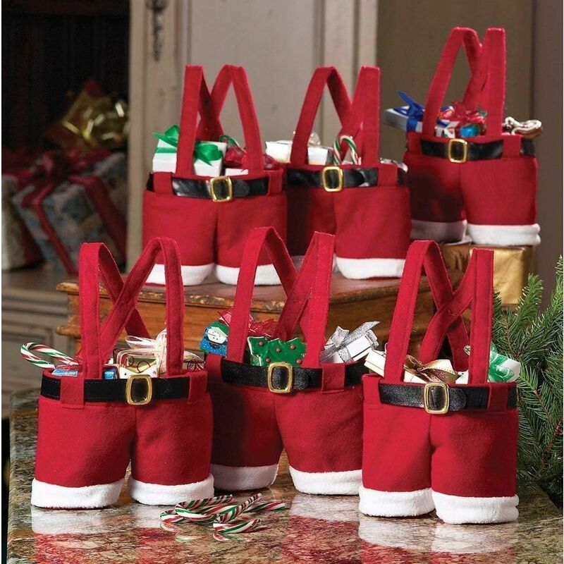 Coavas - Awsaccy Christmas Decorations Pack Gift Bags Candy Bags Stockings Tree Filler Santa Pants Cute Style Cute Treat Bags Stocking Bags Christmas