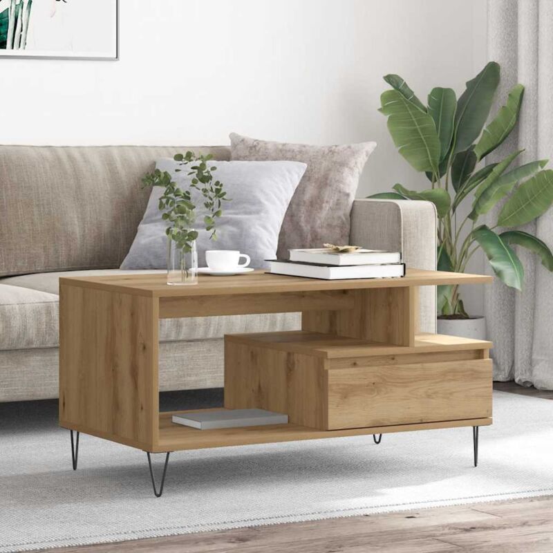 Coffee Table Artisan Oak 90x49x45 cm Engineered Wood Vidaxl