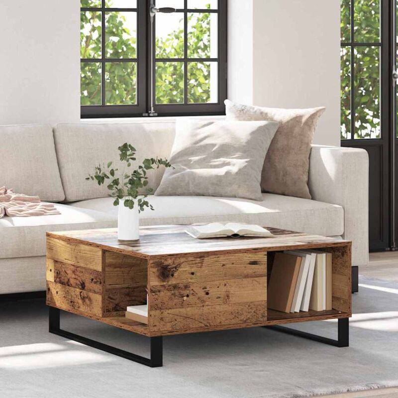 Coffee Table Old wood 80 x 80 x 36.5 cm Engineered wood Vidaxl