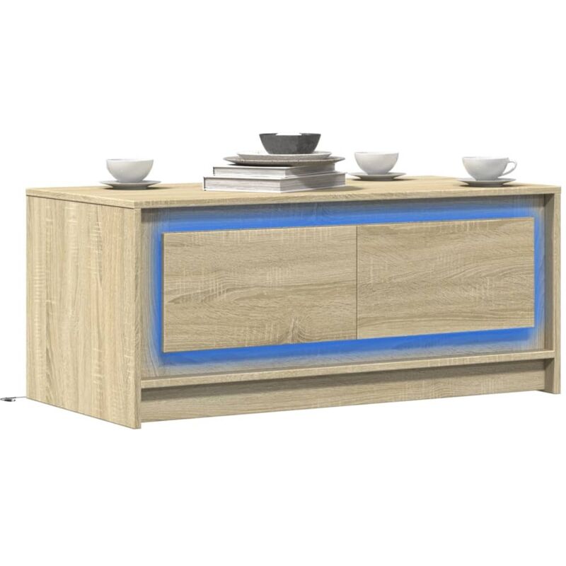 Coffee Table with led Lights Sonoma Oak Engineered Wood Vidaxl
