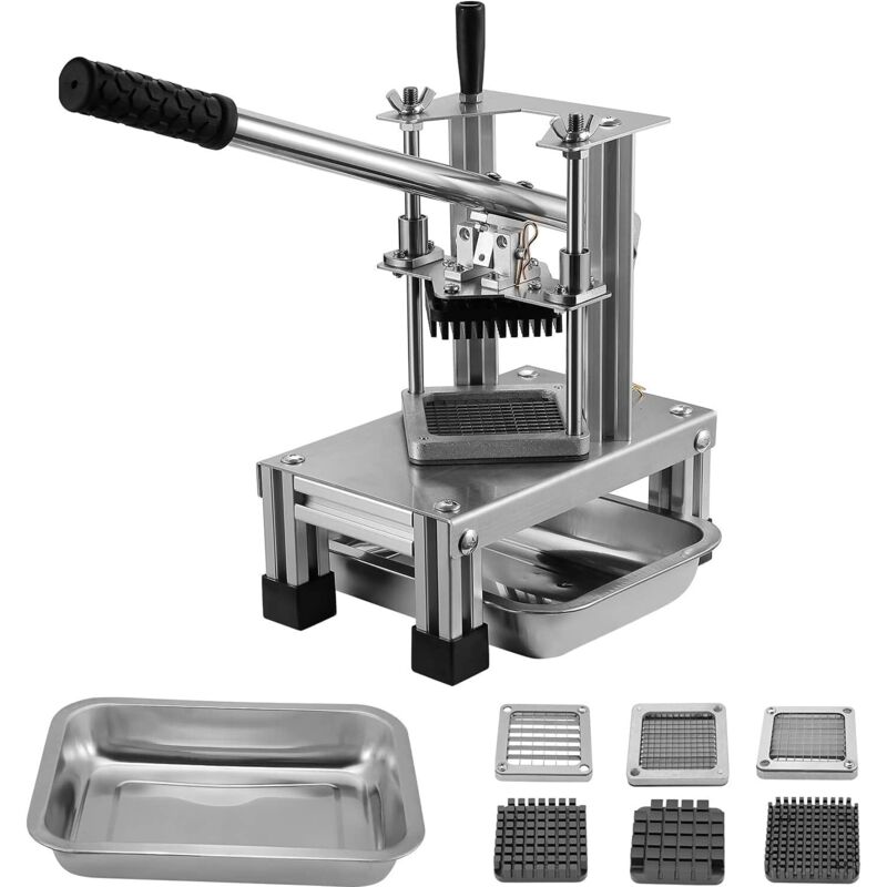Commercial French fry cutter with 3 replacement blades: 1/2", 1/4", and 3/8" blades, simple chopper for lemons, potatoes, and fries with an extended