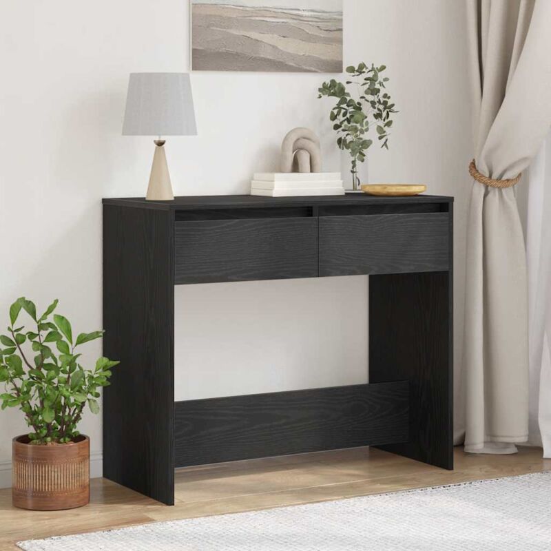 Console Table Black Oak 89x41x76.5 cm Engineered Wood Vidaxl