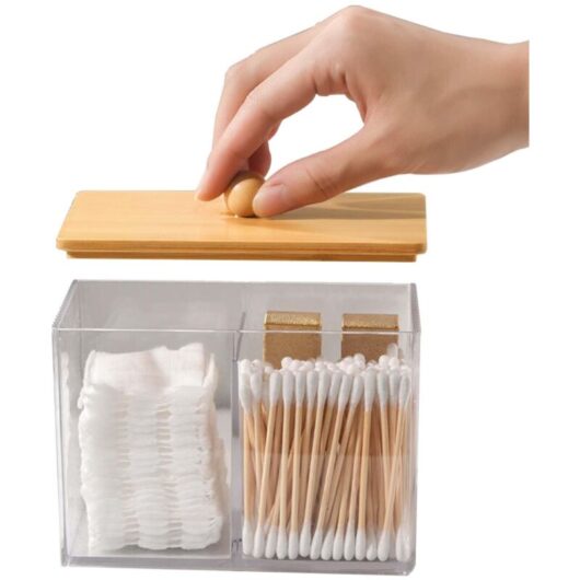 Cotton Swab Box, Clear Makeup Remover Pad Container, Bathroom Organizer, Acrylic Cotton Swab Box, Bathroom Storage and Organization