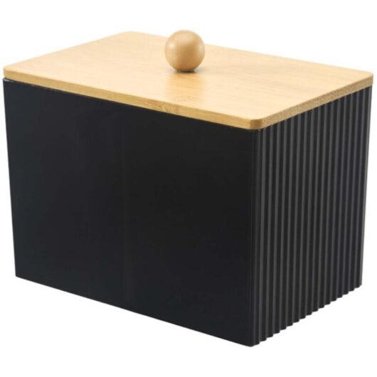 Cotton swab dispenser, cotton swab box, acrylic storage boxes, black wooden storage box for cotton swabs, cotton makeup remover container for