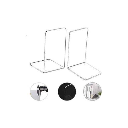 Csparkv - 3 Pairs Acrylic Plastic Bookends - Decorative for Bedroom, Library, Office, School Supplies, Stationery, Gift