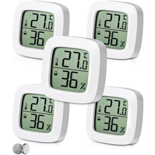 Csparkv - 5 Pieces Digital Indoor Thermometer Hygrometer, Comfort Level Indicator, Small High Precision Digital Thermometer Hygrometer, Baby Room