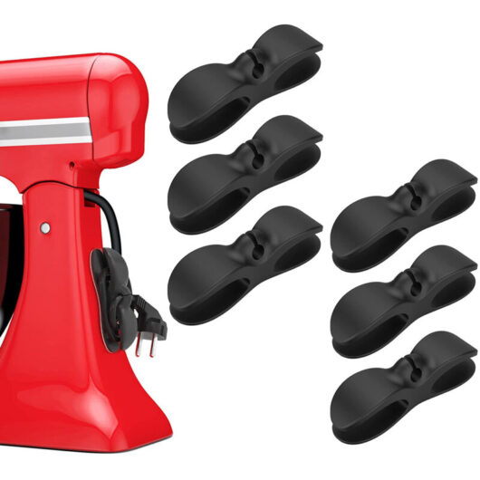 Csparkv - Black 6 Pcs Cord Organizer for Appliances - Adhesive Organizer for Small Kitchen Appliances Cord Winder Cord Holder Organizer for Household