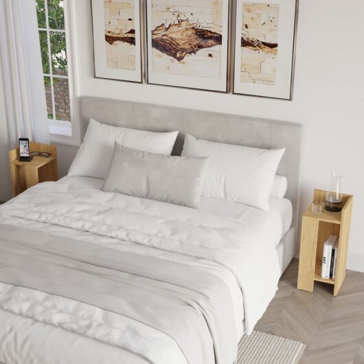 Decortie - Elos Narrow Modern Bedside Tables Set - Oak / Oak - Oak / Oak