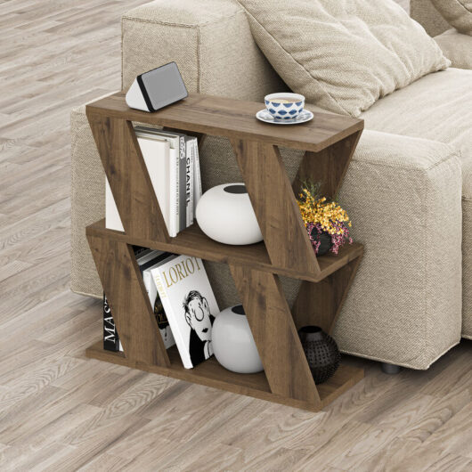 Decortie - Lazena Modern Side End Coffee Table Multipurpose h 55.4cm 3 Tier - Dark Oak Effect - Dark Oak Effect