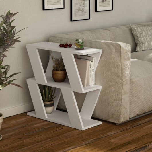 Decortie - Lazena Modern Side End Coffee Table White Multipurpose h 55.4cm 3 Tier - White