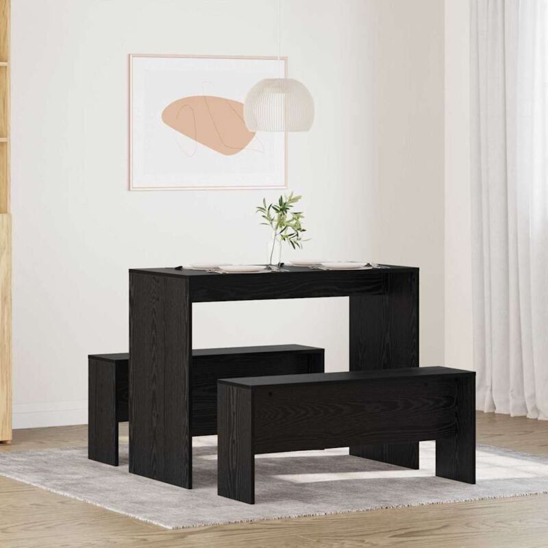 Dining Set 2 pcs Black oak Engineered Wood vidaXL