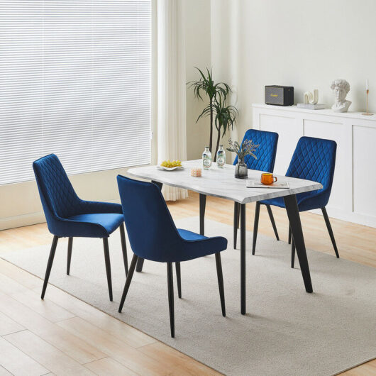Dining Table, 120x75x75cm Kitchen Dining Table, 4 Seater Rectangular Dinner Tables with Metal Legs,White