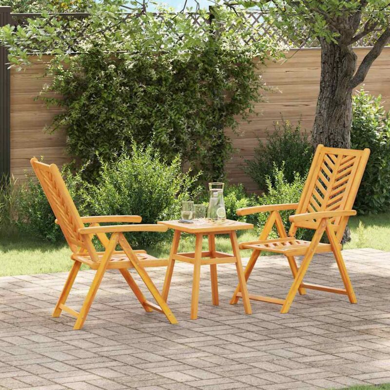 Garden Bistro Set 3 pcs Brown Solid acacia wood Vidaxl
