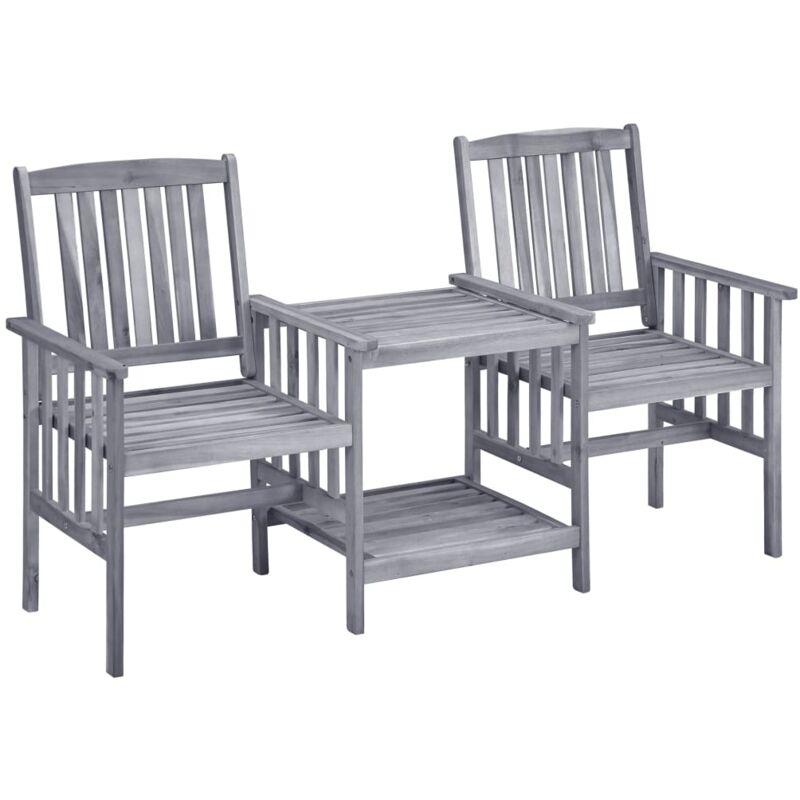 Garden Chairs with Tea Table 159x61x92 cm Solid Acacia Wood vidaXL