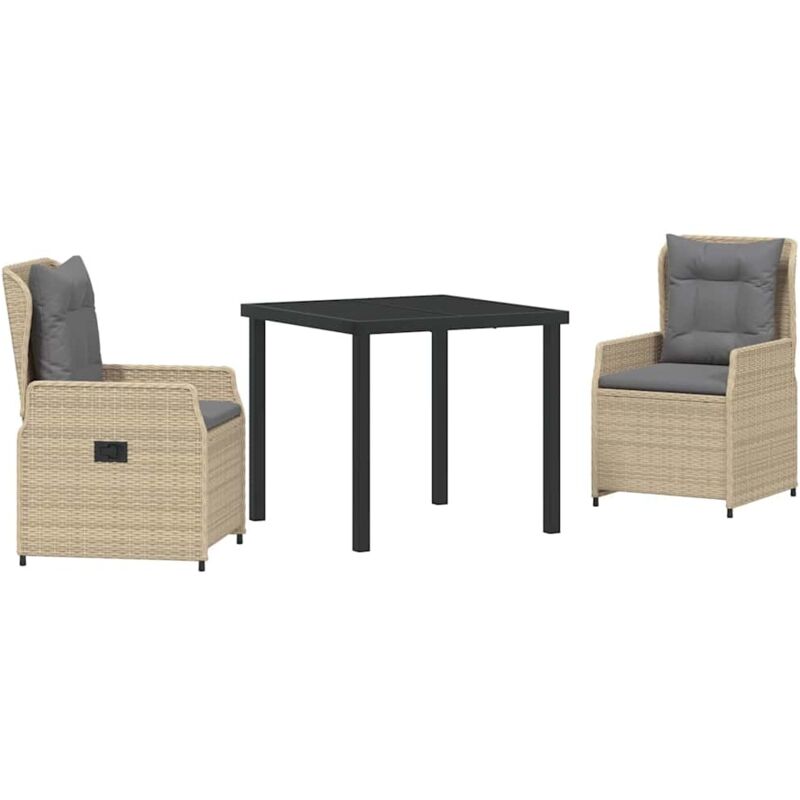 Garden Dining Set 3 pcs Beige Poly Rattan Vidaxl