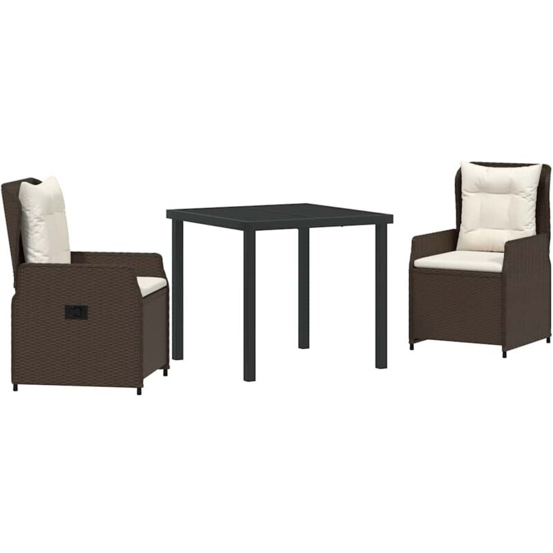 Garden Dining Set 3 pcs Brown Poly Rattan Vidaxl