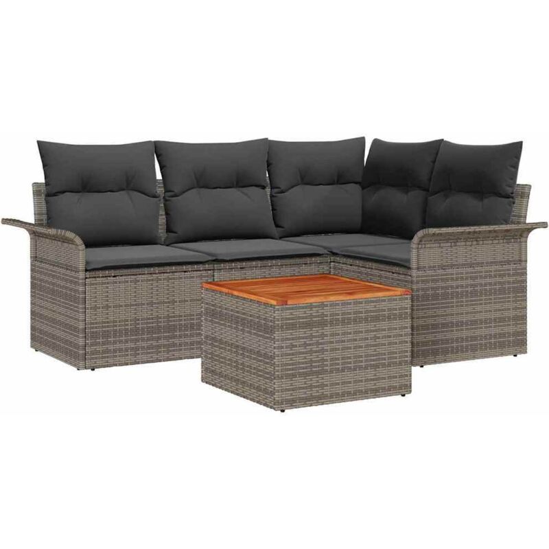 Garden Sofa Set 5 pcs Grey Poly rattan Vidaxl