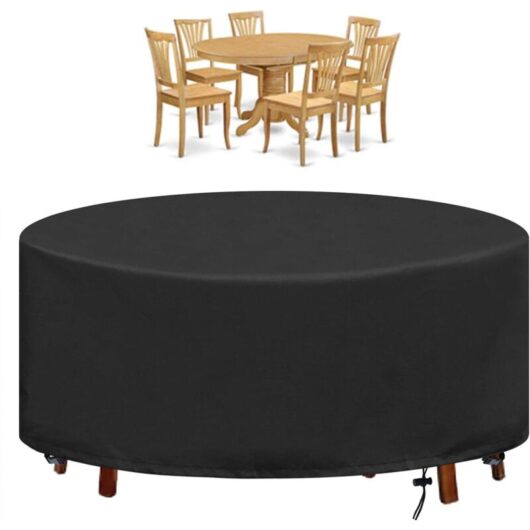 Garden Table Cover, Round Garden Table Cover, Waterproof, Anti-UV, Oxford, Heavy Duty, Ø190X80CM